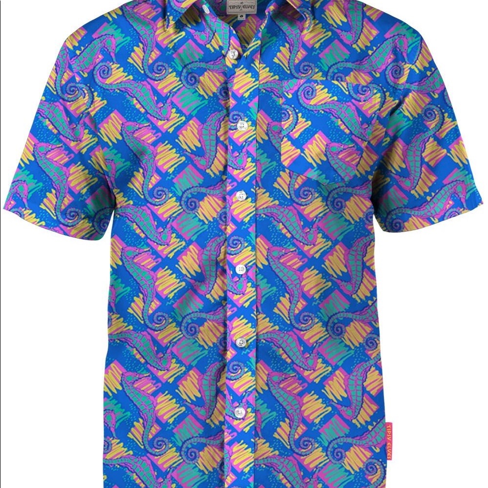 Tipsy Elves Wild Seahorse button down & swim trunk